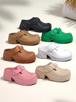 Hot Damskie gumowe klapki na obcasie Voxones Klapki Na Obcasie