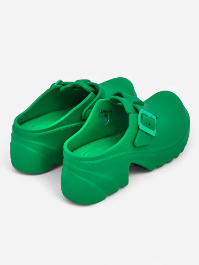 Hot Damskie gumowe klapki na obcasie Voxones Klapki Na Obcasie