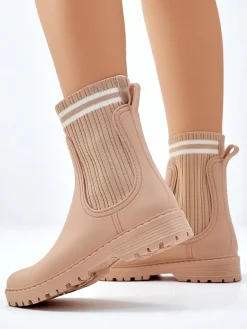 Clearance Damskie kalosze z wyższą tkaninową wstawką Scarlesa Kalosze Matowe