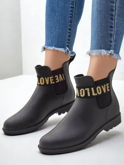 Damskie kalosze matowe z napisem Love Love Kalosze Matowe