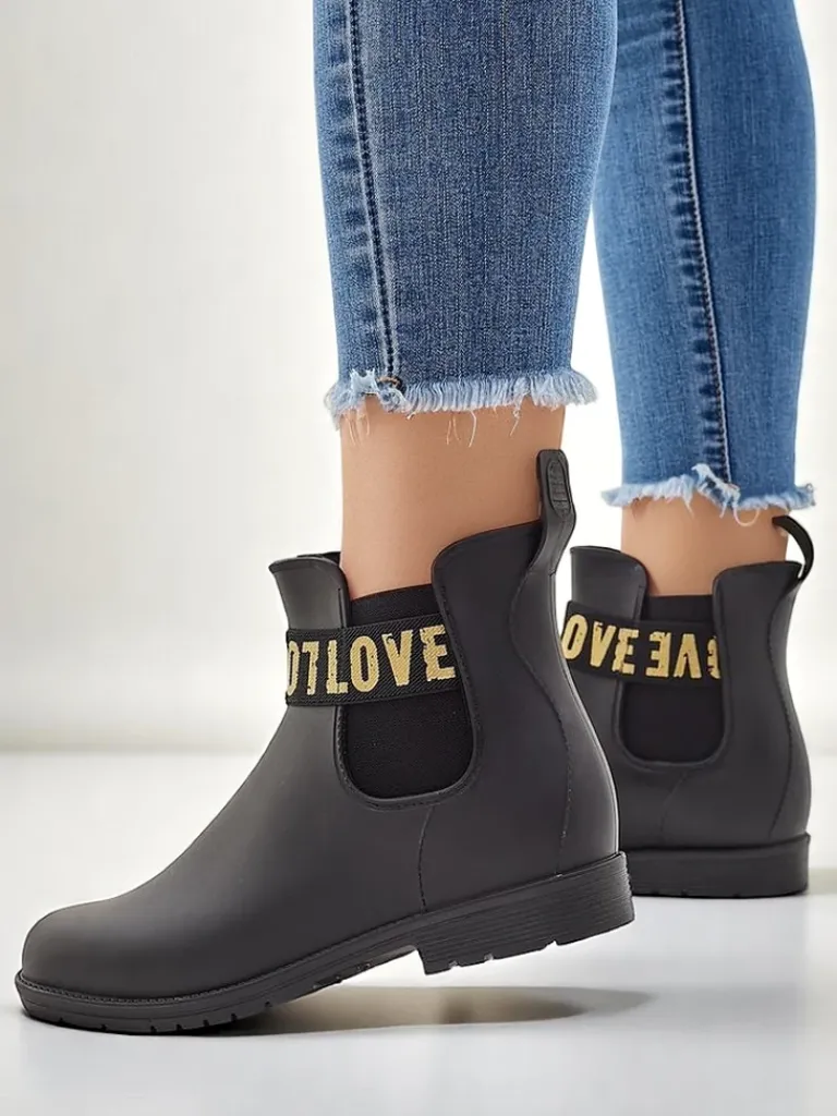 Damskie kalosze matowe z napisem Love Love Kalosze Matowe