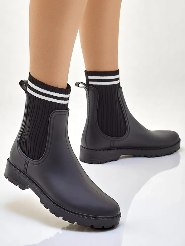 Sale Damskie kalosze z wyższą tkaninową wstawką Scarlesa Kalosze Matowe