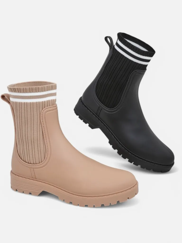 Sale Damskie kalosze z wyższą tkaninową wstawką Scarlesa Kalosze Matowe