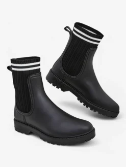 Sale Damskie kalosze z wyższą tkaninową wstawką Scarlesa Kalosze Matowe