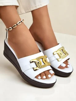 Clearance Damskie klapki na koturnie Nolia Klapki Na Obcasie