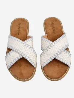 Sale Damskie klapki z plecionymi paseczkami Bornes Klapki Płaskie