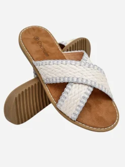 Sale Damskie klapki z plecionymi paseczkami Bornes Klapki Płaskie