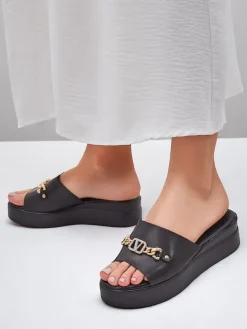 Damskie klapki na koturnie Dalimma Klapki Na Obcasie