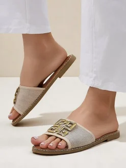 Best Damskie klapki na płaskiej podeszwie Rorole Klapki Płaskie