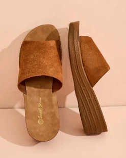 Discount Damskie klapki na niskim koturnie Saffil Klapki Na Obcasie