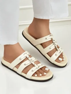 Outlet Damskie klapki w stylu rzymianek Roma Klapki Płaskie