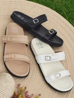 Best Damskie klapki eko skórzane EcoTwins Slides Klapki Płaskie