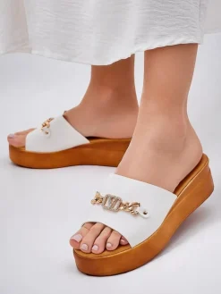 New Damskie klapki na koturnie Dalimma Klapki Na Obcasie