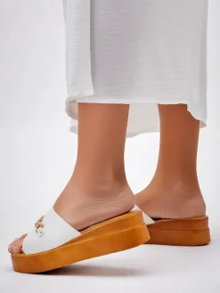 New Damskie klapki na koturnie Dalimma Klapki Na Obcasie