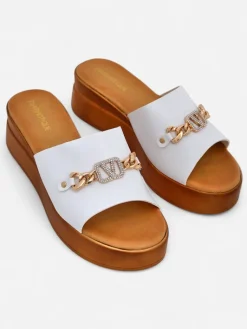 New Damskie klapki na koturnie Dalimma Klapki Na Obcasie