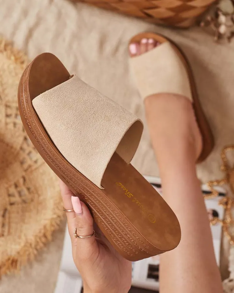 Best Damskie klapki na niskim koturnie Saffil Klapki Na Obcasie