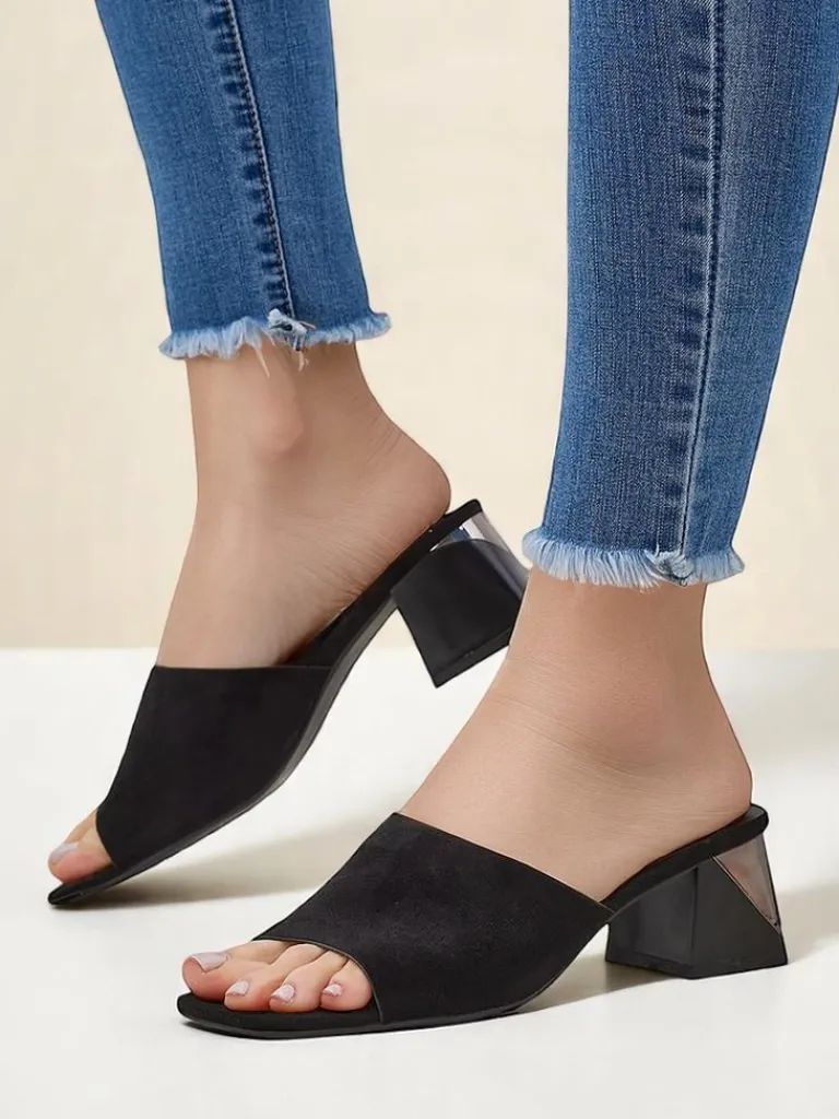 Discount Damskie klapki na ozdobnym obcasie Vollatie Klapki Na Obcasie