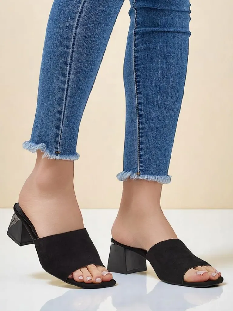 Discount Damskie klapki na ozdobnym obcasie Vollatie Klapki Na Obcasie