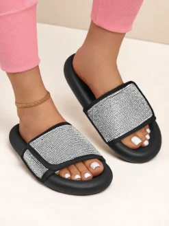 Best Damskie klapki na płaskiej podeszwie Sparkle Step Klapki Płaskie