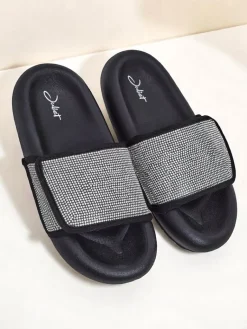 Best Damskie klapki na płaskiej podeszwie Sparkle Step Klapki Płaskie