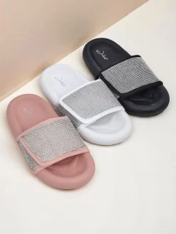 Best Damskie klapki na płaskiej podeszwie Sparkle Step Klapki Płaskie