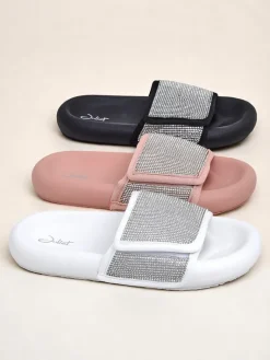 Best Damskie klapki na płaskiej podeszwie Sparkle Step Klapki Płaskie