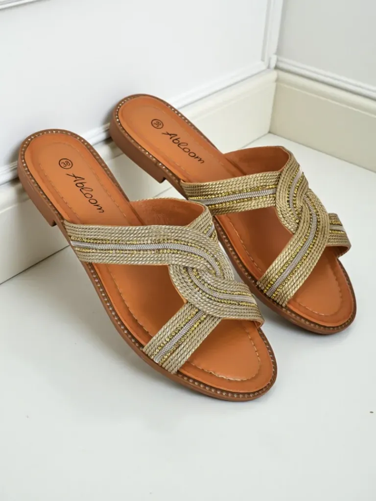 Best Damskie klapki plecione Woven Breeze Klapki Płaskie