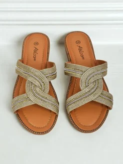 Best Damskie klapki plecione Woven Breeze Klapki Płaskie