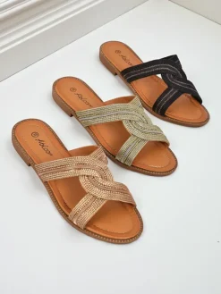 Best Damskie klapki plecione Woven Breeze Klapki Płaskie