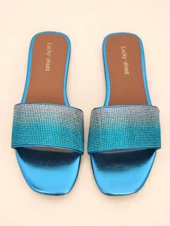 Damskie klapki z cyrkoniami ShinyGlow Klapki Płaskie