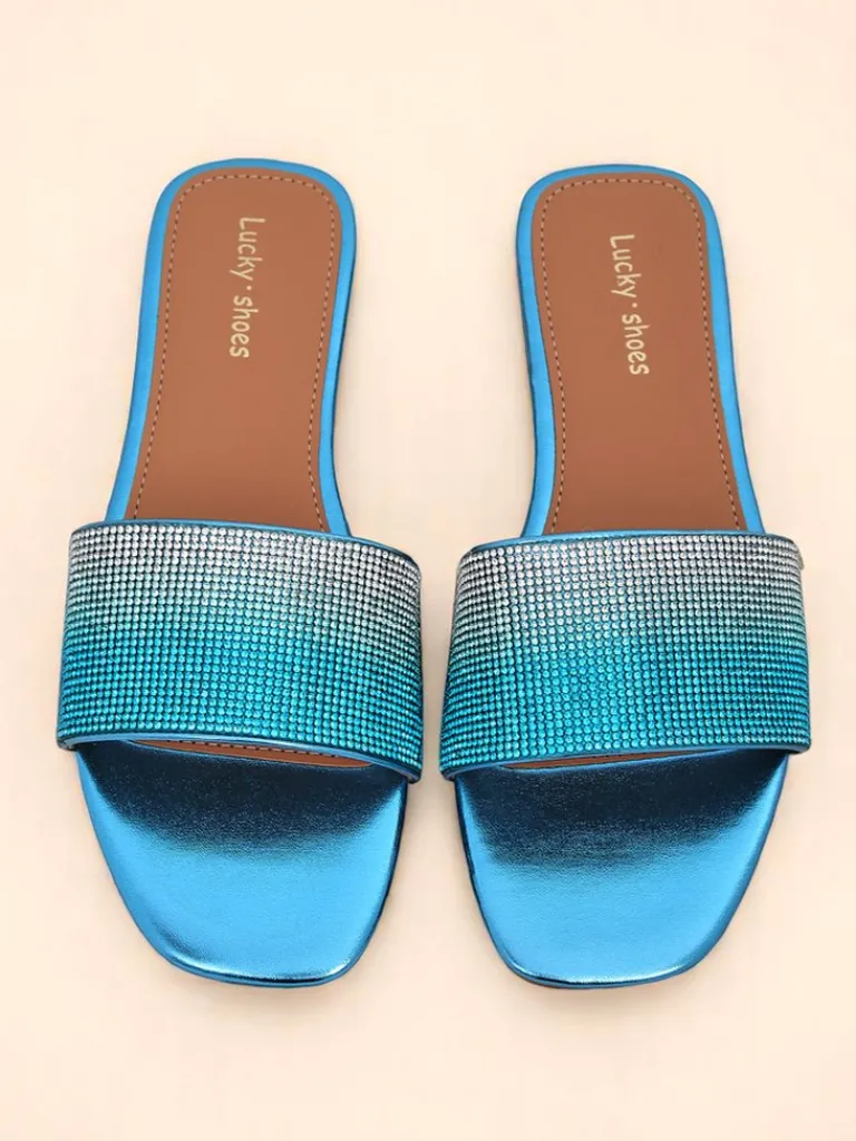 Damskie klapki z cyrkoniami ShinyGlow Klapki Płaskie