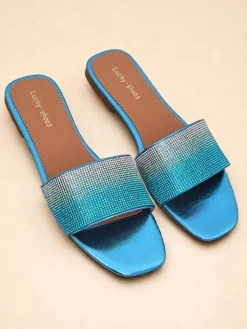 Damskie klapki z cyrkoniami ShinyGlow Klapki Płaskie