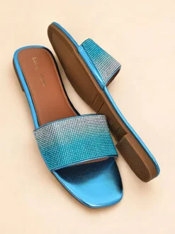 Damskie klapki z cyrkoniami ShinyGlow Klapki Płaskie