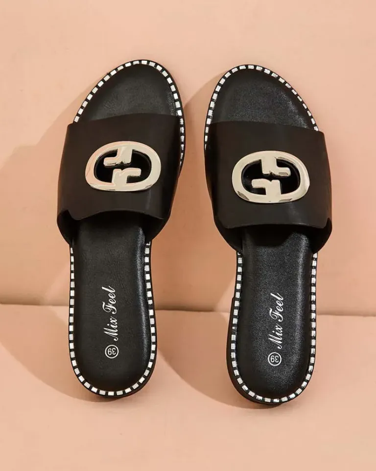 Best Damskie klapki na płaskiej podeszwie Fim Klapki Płaskie