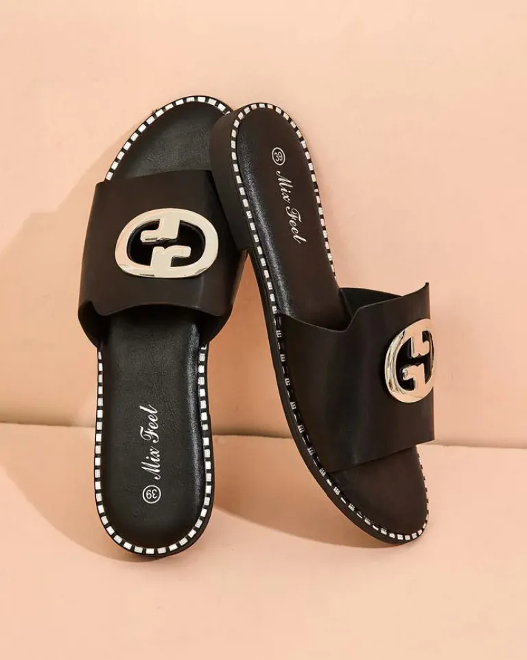 Best Damskie klapki na płaskiej podeszwie Fim Klapki Płaskie