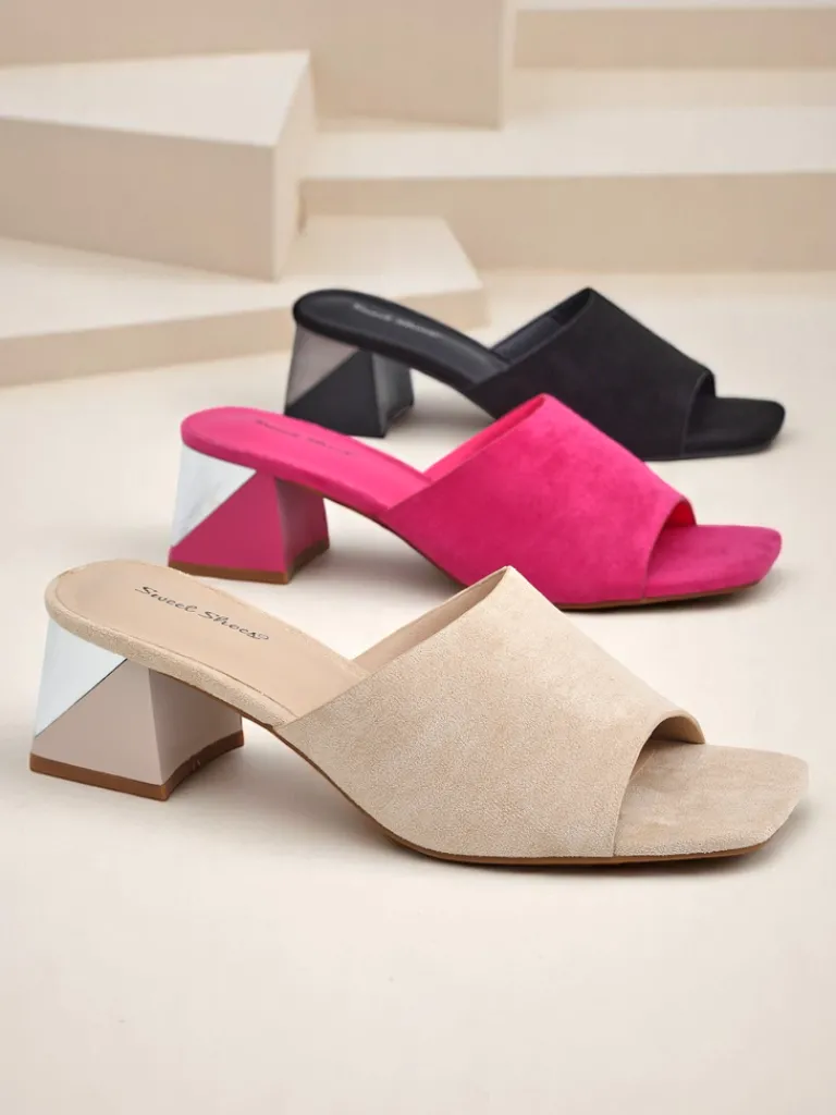 New Damskie klapki na ozdobnym obcasie Vollatie Klapki Na Obcasie