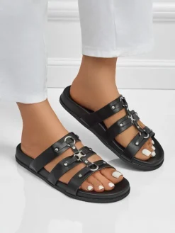 Outlet Damskie klapki w stylu rzymianek Roma Klapki Płaskie