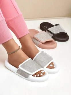 Best Damskie klapki na płaskiej podeszwie Sparkle Step Klapki Płaskie