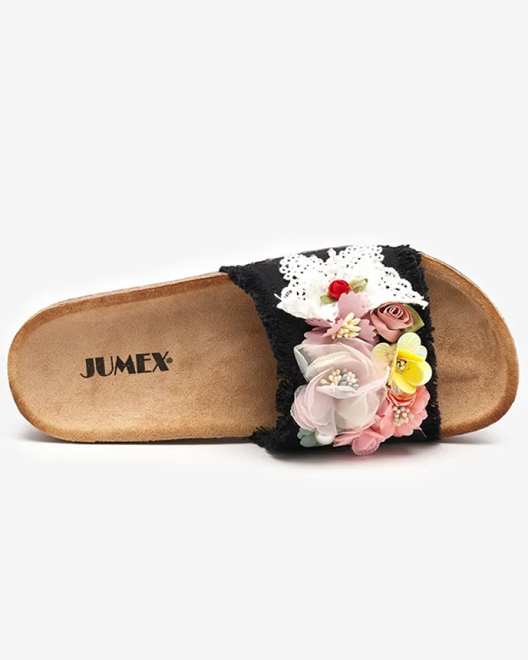 Best Damskie klapki z tkaninowymi kwiatami w kolorze m Ososi Klapki Płaskie