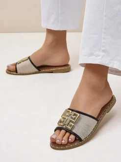 Outlet Damskie klapki na płaskiej podeszwie Rorole Klapki Płaskie