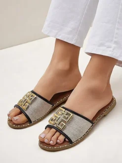 Outlet Damskie klapki na płaskiej podeszwie Rorole Klapki Płaskie