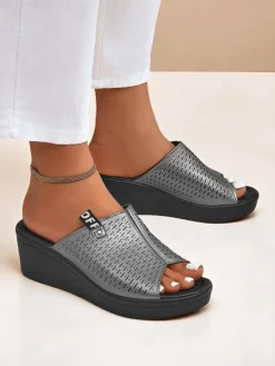 Online Damskie klapki na koturnie Luna Wedge Klapki Na Obcasie