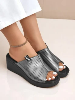 Online Damskie klapki na koturnie Luna Wedge Klapki Na Obcasie