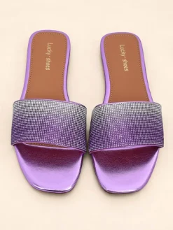 Best Damskie klapki z cyrkoniami ShinyGlow Klapki Płaskie