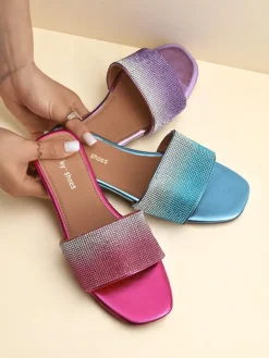 Best Damskie klapki z cyrkoniami ShinyGlow Klapki Płaskie