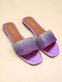 Best Damskie klapki z cyrkoniami ShinyGlow Klapki Płaskie