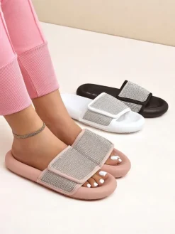 Clearance Damskie klapki na płaskiej podeszwie Sparkle Step Klapki Płaskie