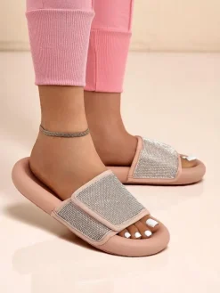 Clearance Damskie klapki na płaskiej podeszwie Sparkle Step Klapki Płaskie