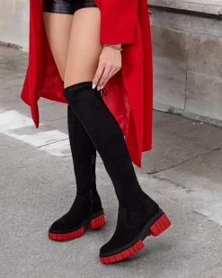 Sale Damskie kozaki za kolano Staroll Kozaki Na Płaskim Obcasie|Kozaki Z Ociepleniem