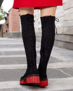 Sale Damskie kozaki za kolano Staroll Kozaki Na Płaskim Obcasie|Kozaki Z Ociepleniem